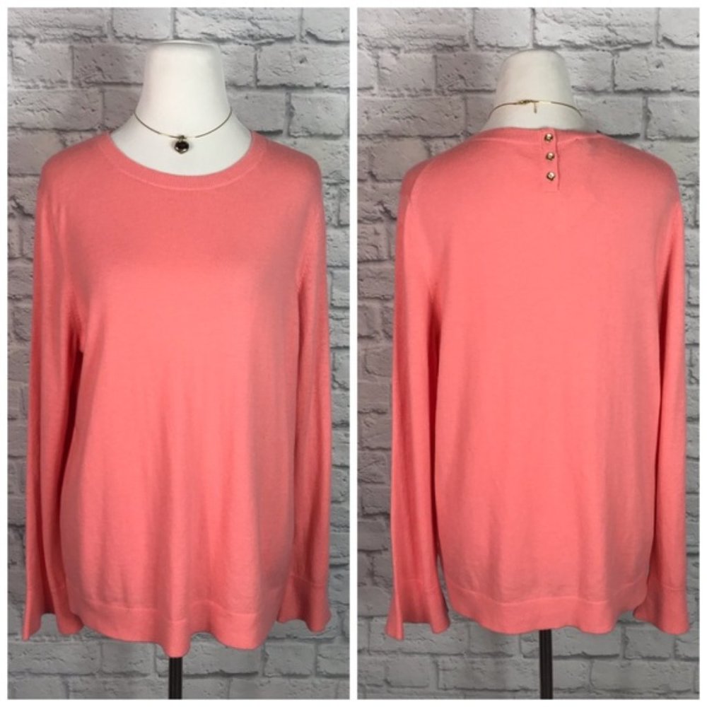 Talbots NWT Coral Wool Sweater Bell Sleeve Petite Large